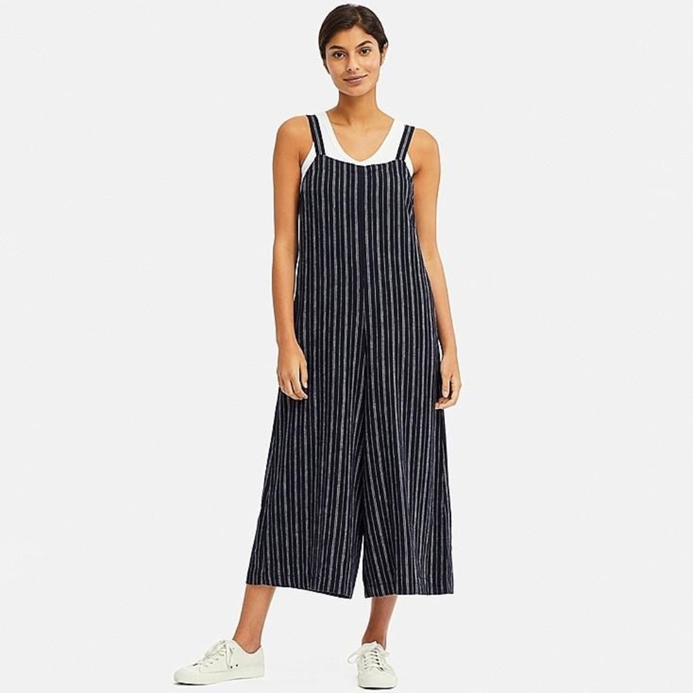 Striped Linen Jumpsuit with Pockets